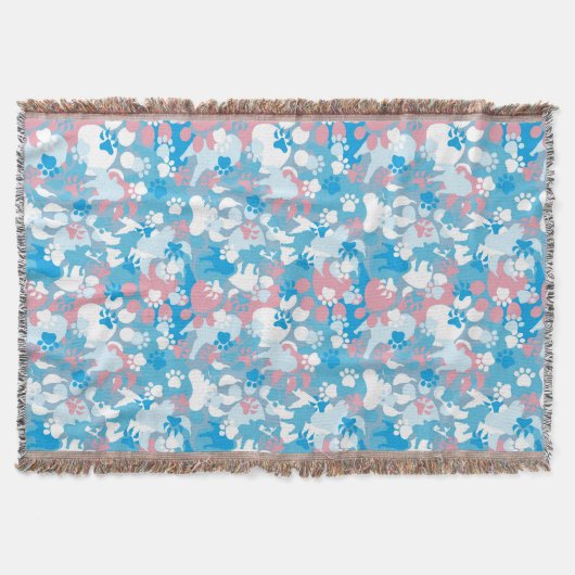 Couverture Motif rose et bleu de chien de camouflage (Devant)