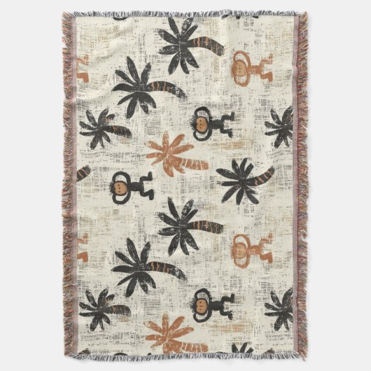 Couverture Motif Safari Jungle Singe Bohème (devant Vertical)