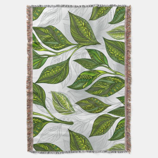 Couverture Motif sans couture avec Feuilles de thé vert (devant Vertical)