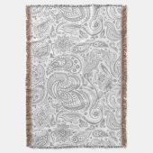 Couverture Motif Silver Grey Et Blanc Floral Paisley (devant Vertical)