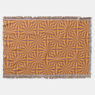 Couverture Motif Soleil Levant Orange Rétro