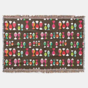 Couverture Motif sous-marin 2 de rétros poissons abstraits