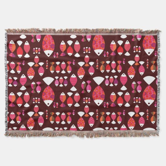 Couverture Motif sous-marin de rétros poissons abstraits (Devant)