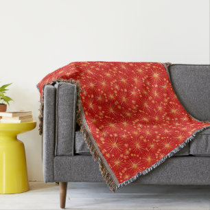 Couverture Motif Spoutnik du milieu du siècle, Rouge Profond
