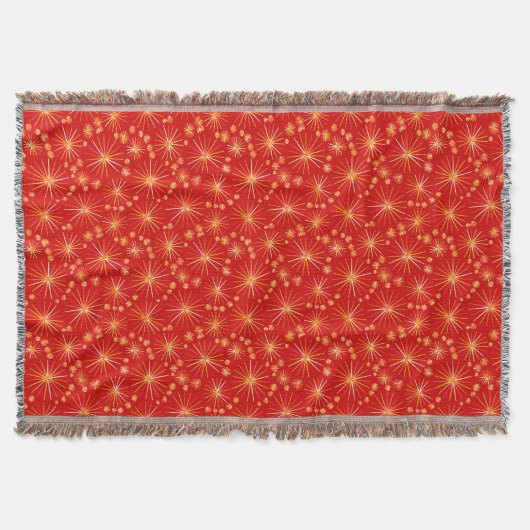 Couverture Motif Spoutnik du milieu du siècle, Rouge Profond (Devant)