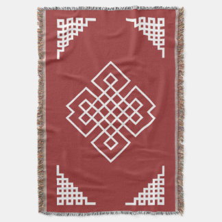 Couverture Motif traditionnel mongol rouge et blanc