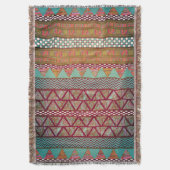 Couverture Motif tribal ambre turquoise foncé de rayures de (devant Vertical)