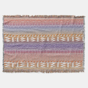Couverture Motif tribal aztèque pourpre orange d'impression