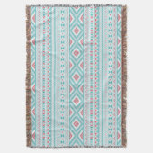Couverture Motif tribal aztèque turquoise et rose (devant Vertical)