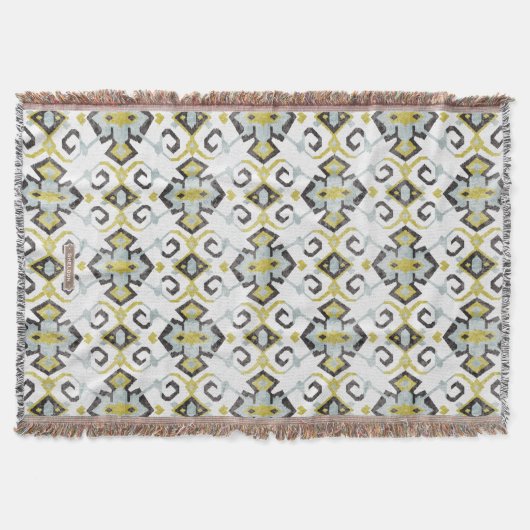 Couverture Motif tribal chic jaune et gris ikat (Devant)