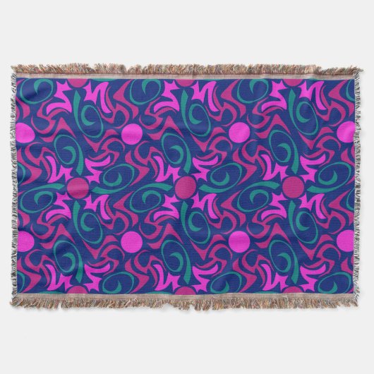 Couverture Motif vectoriel bleu et rose Fuchsia (Devant)