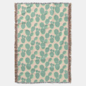 Couverture Motif vert et rose de cactus (devant Vertical)