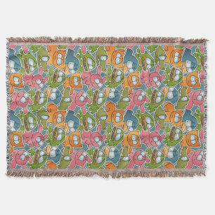 Couverture Motif vintage avec des animaux de bande dessinée