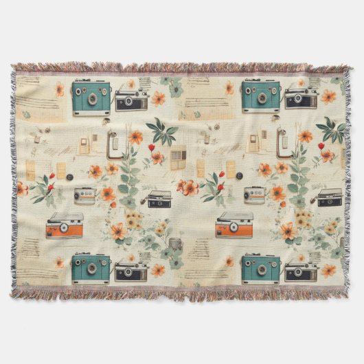 Couverture Motif vintage Floral & Caméra (6) (Devant)