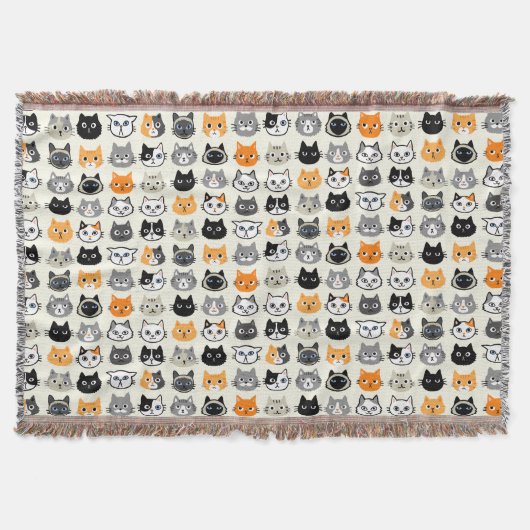 Couverture Motif Visages de chat | Cool Kitty Cat Lover (Devant)