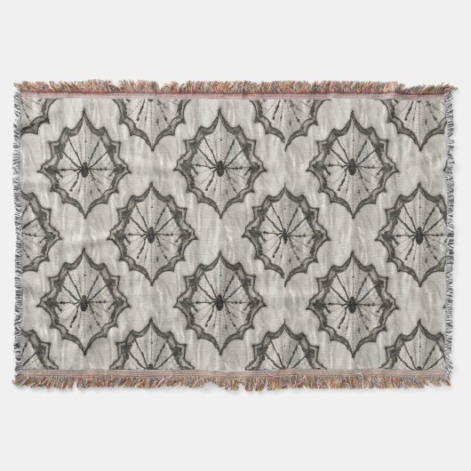 Couverture Motif Web en blanc sans couture noire Spider - (Devant)