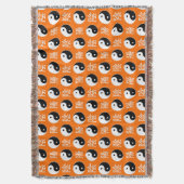 Couverture Motif Yin Yang Chinois Orange (devant Vertical)