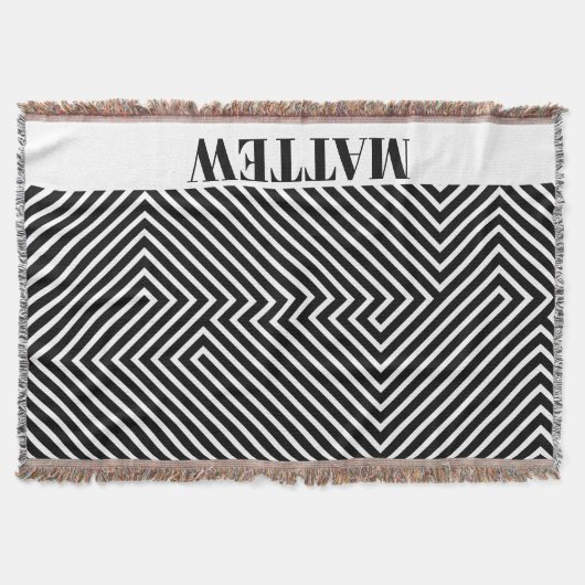 Couverture Motif Zèbre Noir et Blanc Monogramme Moderne (Devant)