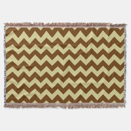 Couverture Motif zigzag à chevron marron et beige (Devant)