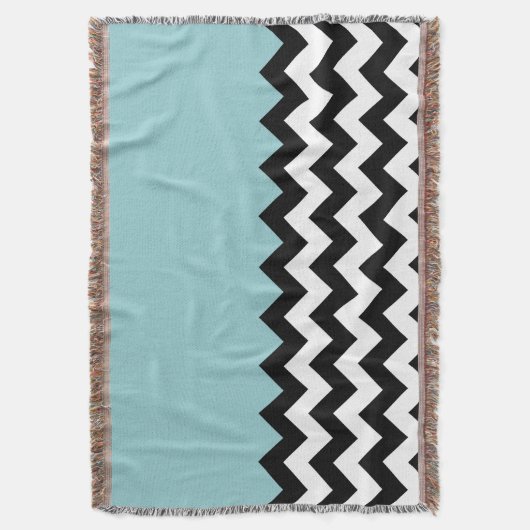 Couverture Motif Zigzag noir et blanc, Chevron, Bleu (devant Vertical)