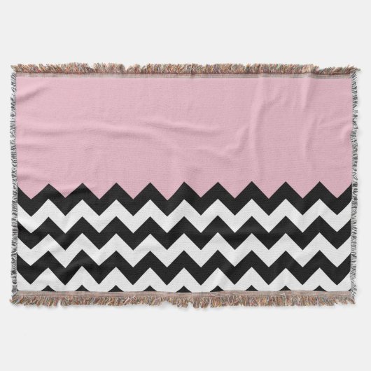 Couverture Motif Zigzag noir et blanc, Chevron, rose (Devant)