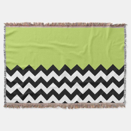 Couverture Motif Zigzag noir et blanc, Chevron, Vert (Devant)