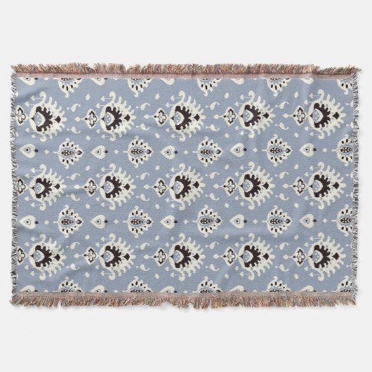 Couverture Motifs beiges gris mignons de tribal d'ikat (Devant)
