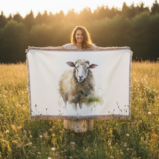 Couverture Moutons Douillet dans un Pâturage