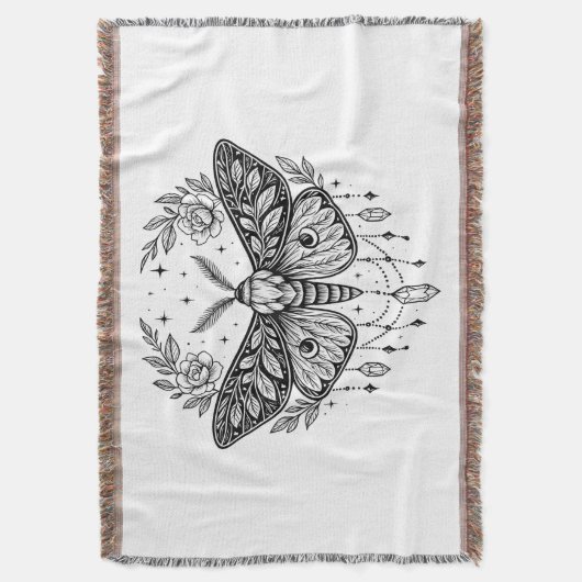 Couverture Mystical Gothic Moth Botanical Celestial Line Art (devant Vertical)