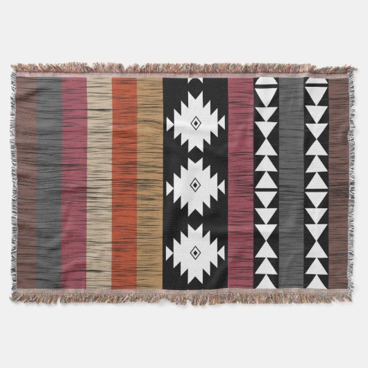 Couverture Native Ethnic Colorful Lines Motif (Devant)