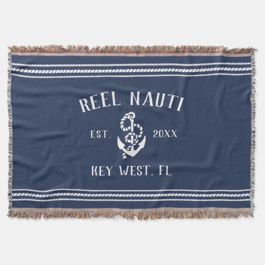 Couverture Nautical Navy Blue Rustic Ancre Nom du bateau (Devant)