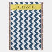 Couverture Navy Blue Zigzag, Navy Blue Chevron, Votre nom (devant Vertical)