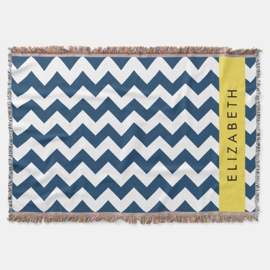 Couverture Navy Blue Zigzag, Navy Blue Chevron, Votre nom (Devant)