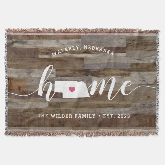 Couverture Nebraska État d'origine Personnalisé Aspect Bois (Devant)