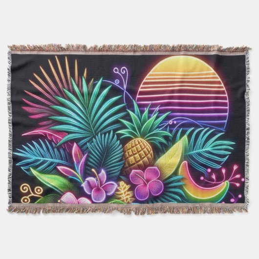 Couverture Néon coloré tropical/hawaïen (Devant)