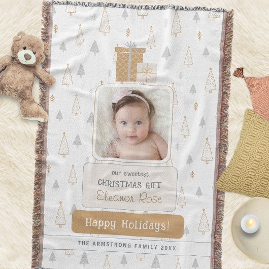 Couverture Neutre Douce Premier Noël de Bébé Photo