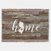 Couverture New Jersey Home State Personnalisé Look Bois (Devant)