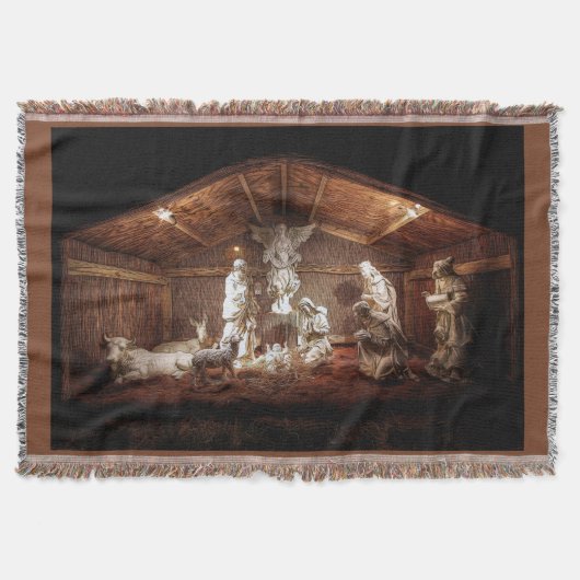 Couverture Noël Avent Jésus Nativité Manger Scène (Devant)
