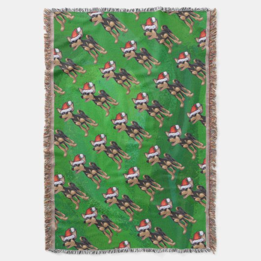 Couverture Noël Chihuahua sur vert (devant Vertical)