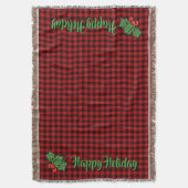 Couverture Noël classique Red Plaid Holly baies feuilles (devant Vertical)