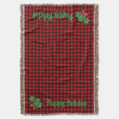 Couverture Noël classique Red Plaid Holly baies feuilles (devant Vertical)