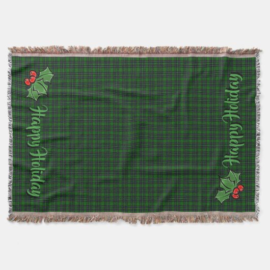 Couverture Noël classique vert plaid rouge saint feuille (Devant)