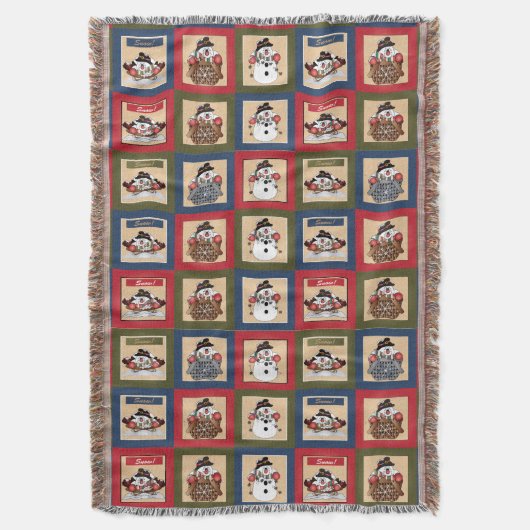 Couverture Noël Couleur Snowmen Carrés (devant Vertical)