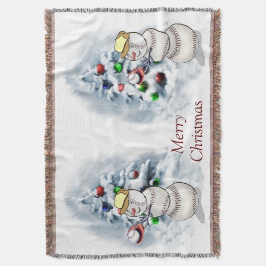 Couverture Noël de baseball Snowman (devant Vertical)