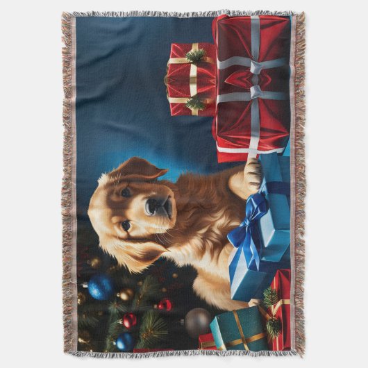 COUVERTURE NOËL GOLDEN RETRIEVER PUPPY (devant Vertical)