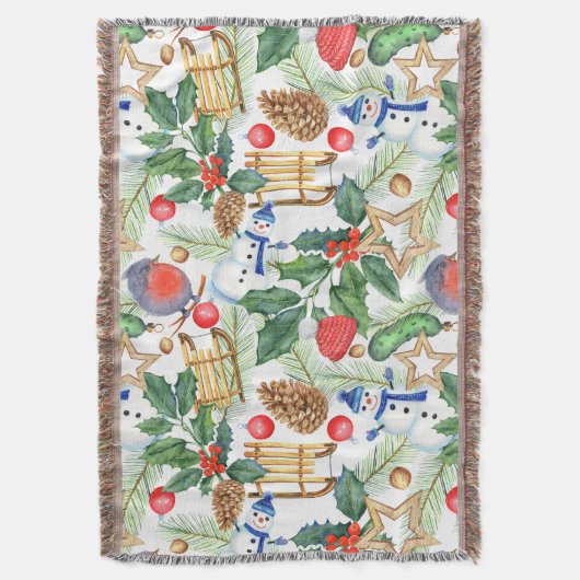 Couverture Noël Noël Noël Noël Snowman, Pine Cones, Holly (devant Vertical)