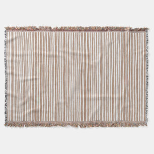 Couverture Noël Rayures Marron Crème