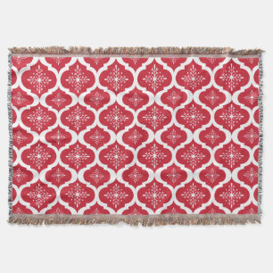 Couverture Noël Rouge Blanc Snowflakes Lattice Motif