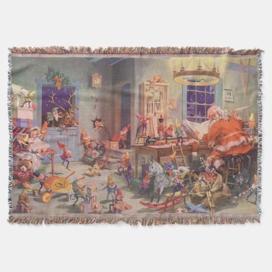 Couverture Noël Vintage, le Père Noël à l'atelier des lutins (Devant)