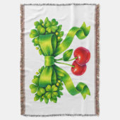 Couverture Nœud de trèfle chanceux avec cerises motif vert (devant Vertical)